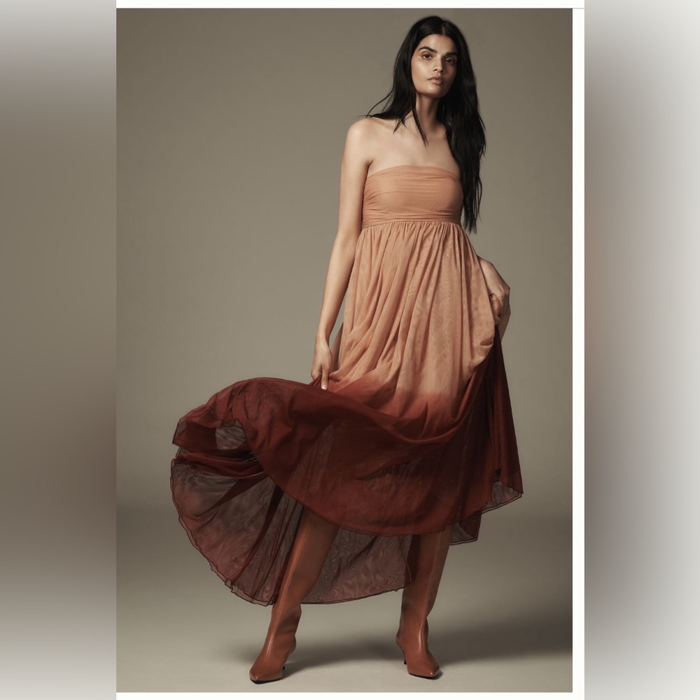 Anthropologie Let Me Be Ombré Strapless Dress - S